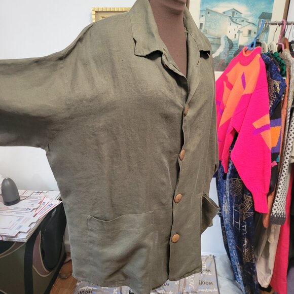 Vintage 90's Flax by Jeanne Engelhart Linen Jacket Size M - Picture 4 of 10